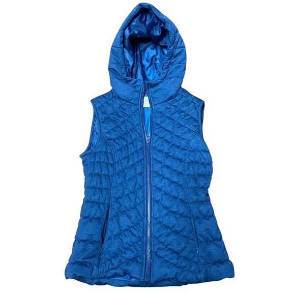 Chico’s Puffer Quilted Hooded Vest Size S Blue Full Zip Pockets Outdoor Fall - Picture 7 of 13